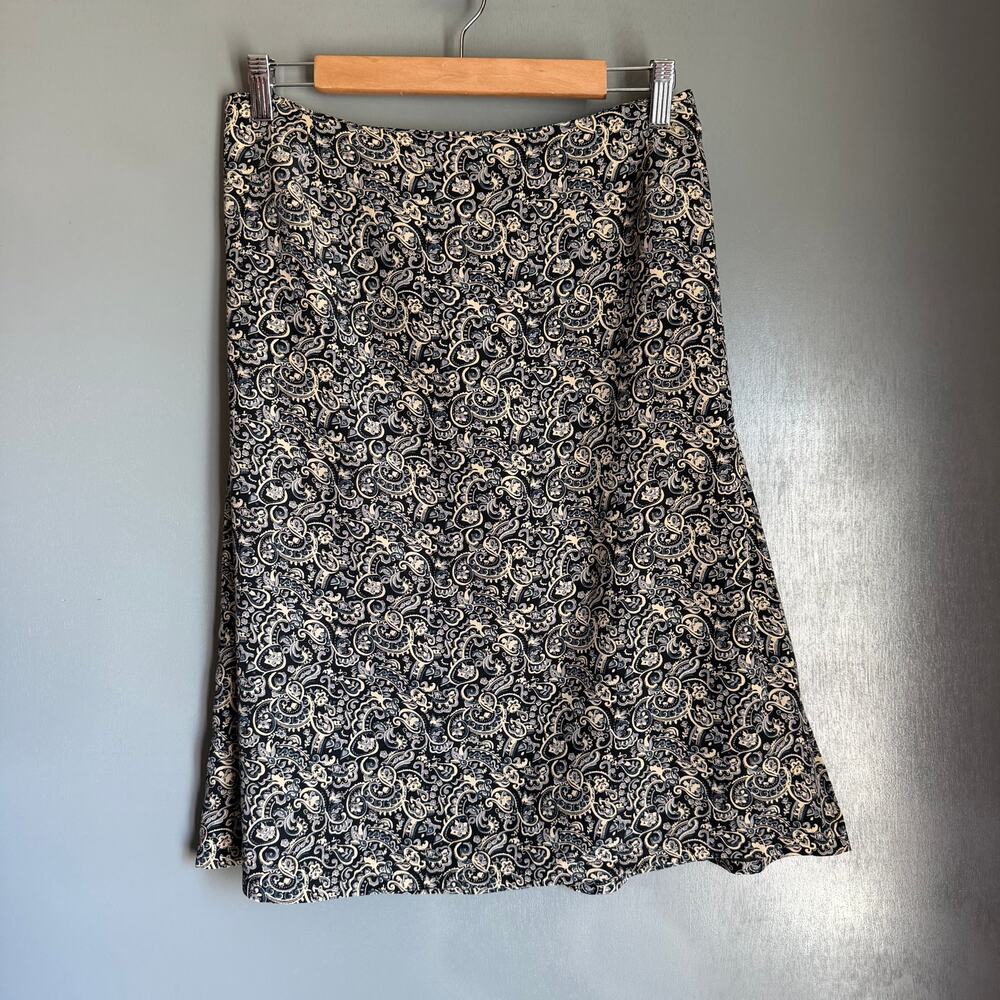 Vintage MERONA Women's 20W Paisley Blue Silk Short Skirt Y2K Retro Plus Size